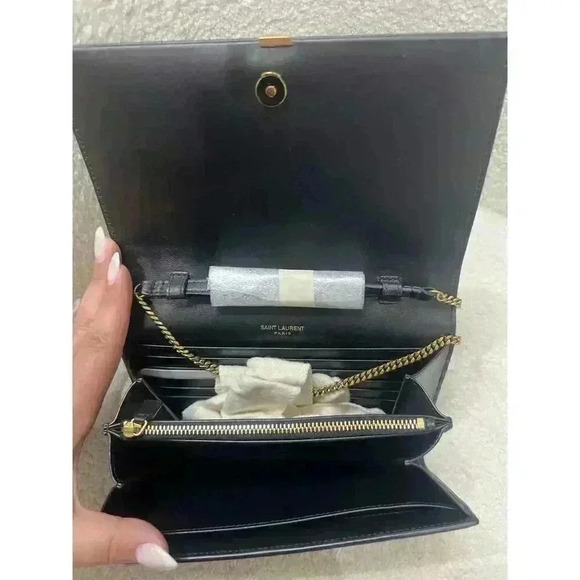 Saint Laurent Cassandra Croc-Embossed Chain Wallet - Brand New with Dustbag - Picture 6 of 6